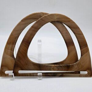 Purse Tote Bag Handles by Wang's NIB 1970s Bobo Plastic Marble Effect Arc Shape